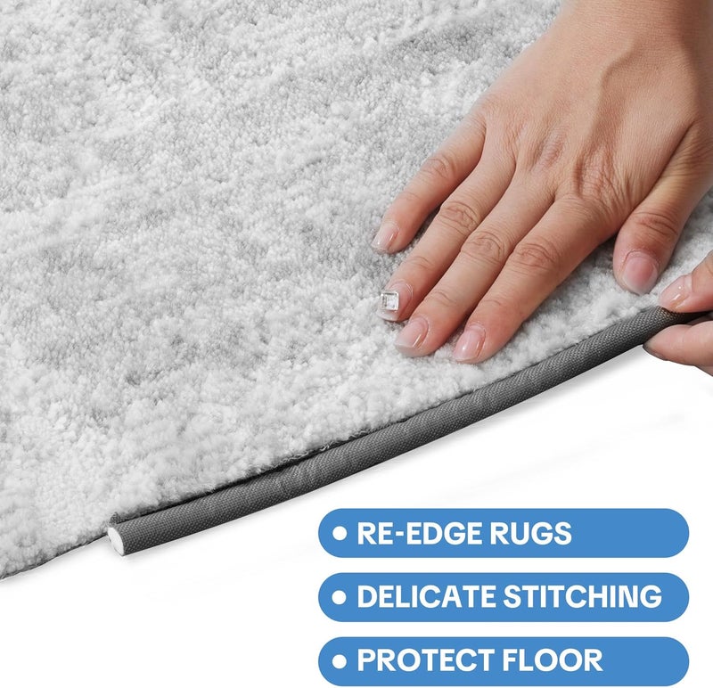 HOMBYS 54 ft Roll Professional Carpet Edge Binding Tape - Heavy Duty Rug Binding Kit for DIY Finishing, Grey - Image 5